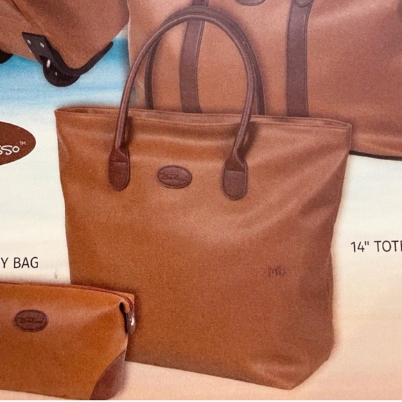 NWT Bella Russo faux leather tote brown/tan lots of room for stuff - Picture 7 of 8